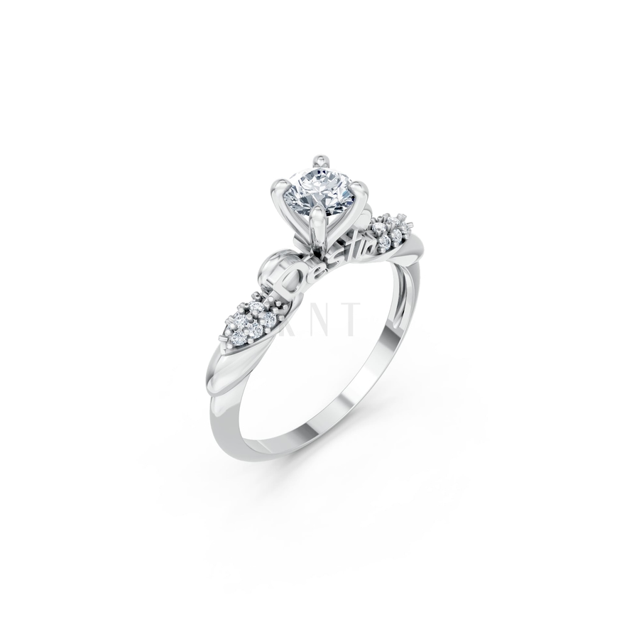 NHẪN ĐÍNH HÔN SEOUL R444 màu vàng trắng White Gold kiểu dáng hiện đại, nổi bật