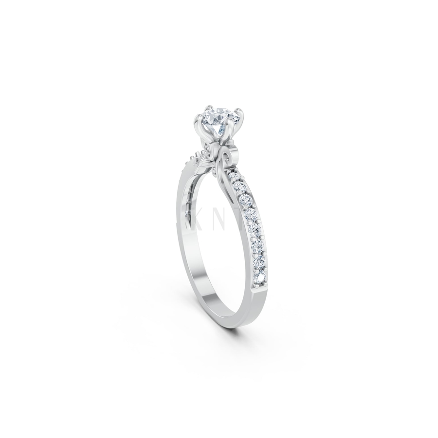 NHẪN ĐÍNH HÔN SEOUL R445 màu vàng trắng White Gold vàng sáng, đường nét sắc sảo, tinh tế