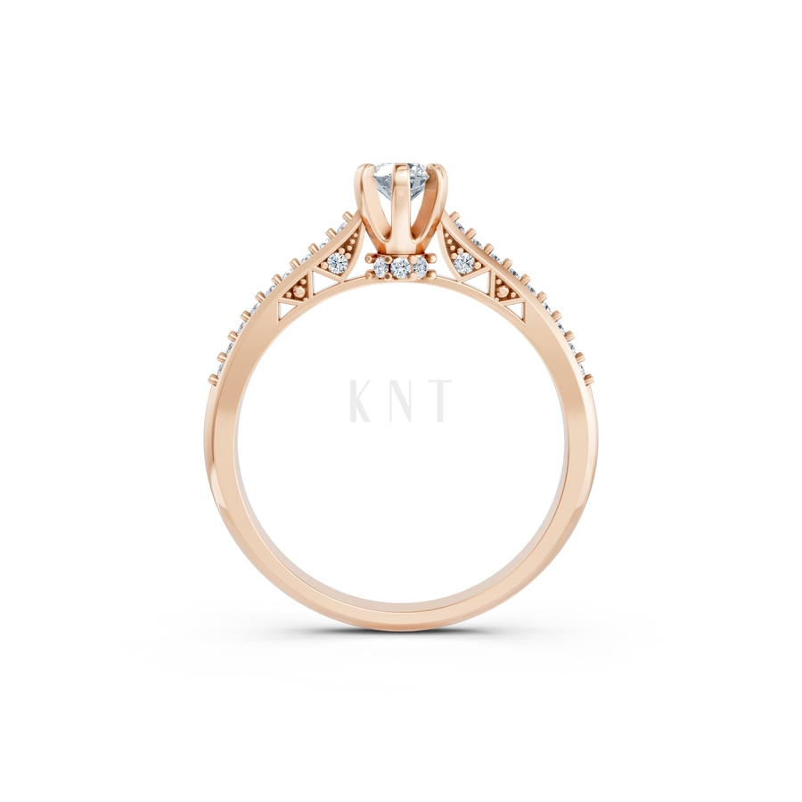 NHẪN ĐÍNH HÔN R454 màu vàng hồng Rose Gold vàng đẹp, họa tiết hình học, độc đáo