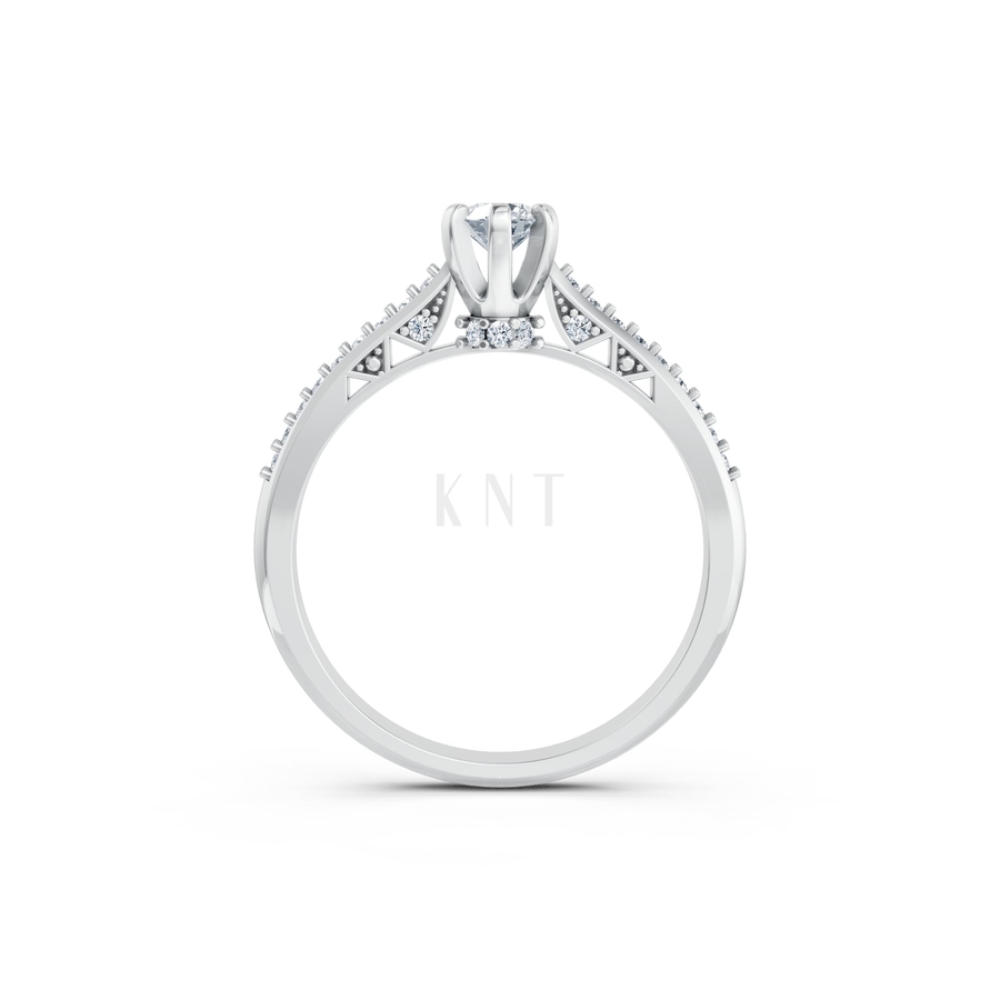 NHẪN ĐÍNH HÔN R454 màu vàng trắng White Gold vàng sáng bóng, thiết kế trẻ trung