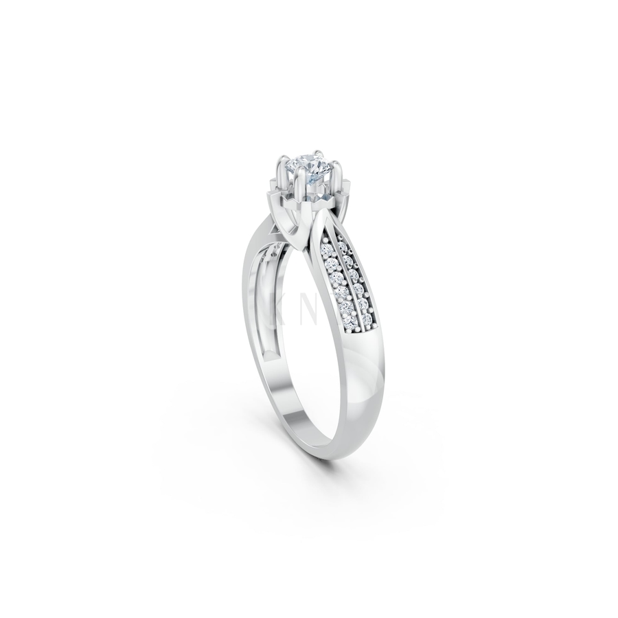 Nhẫn đính hôn R457 màu vàng trắng White Gold vàng sáng, đường nét sắc sảo, tinh tế