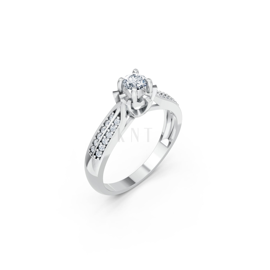 Nhẫn đính hôn R457 màu vàng trắng White Gold kiểu dáng hiện đại, nổi bật