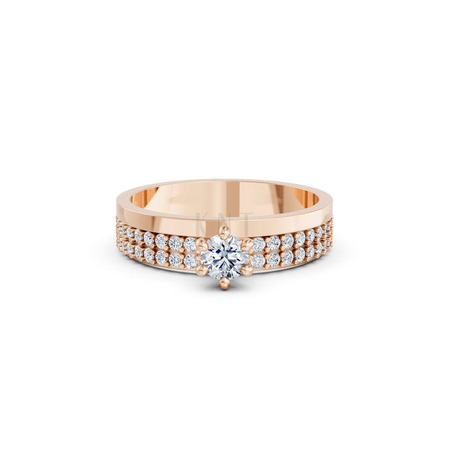 NHẪN ĐÍNH HÔN R458 màu vàng hồng Rose Gold thiết kế đối xứng, phong cách, ấn tượng