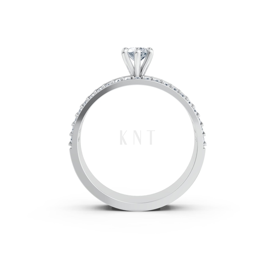 NHẪN ĐÍNH HÔN R458 màu vàng trắng White Gold kiểu dáng cá tính, hiện đại