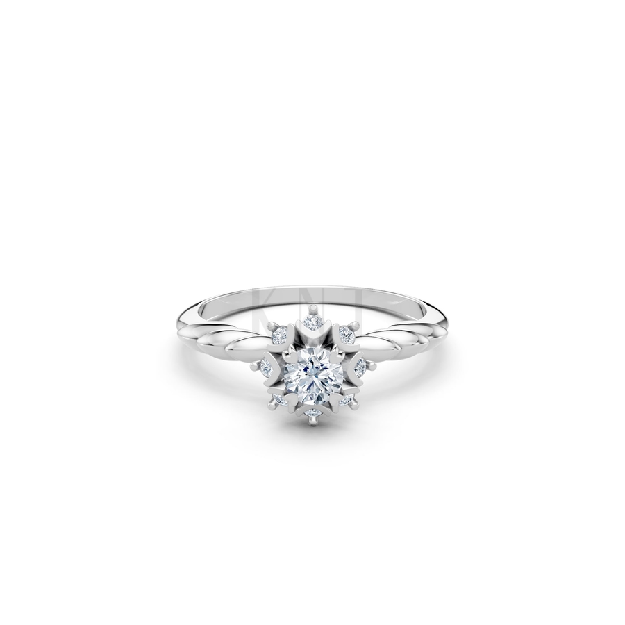 Nhẫn đính hôn R469 màu vàng trắng White Gold vàng sáng bóng, thiết kế trẻ trung