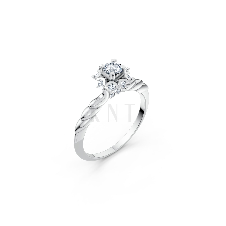 Nhẫn đính hôn R469 màu vàng trắng White Gold kiểu dáng hiện đại, nổi bật