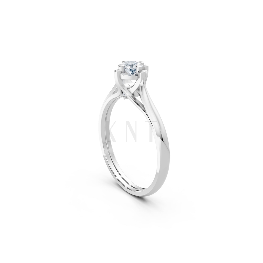 Nhẫn đính hôn R470 màu vàng trắng White Gold vàng sáng bóng, thiết kế trẻ trung