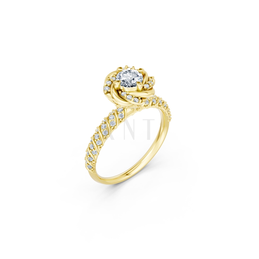 Nhẫn đính hôn R472 màu Vàng Gold thiết kế tinh tế, sang trọng