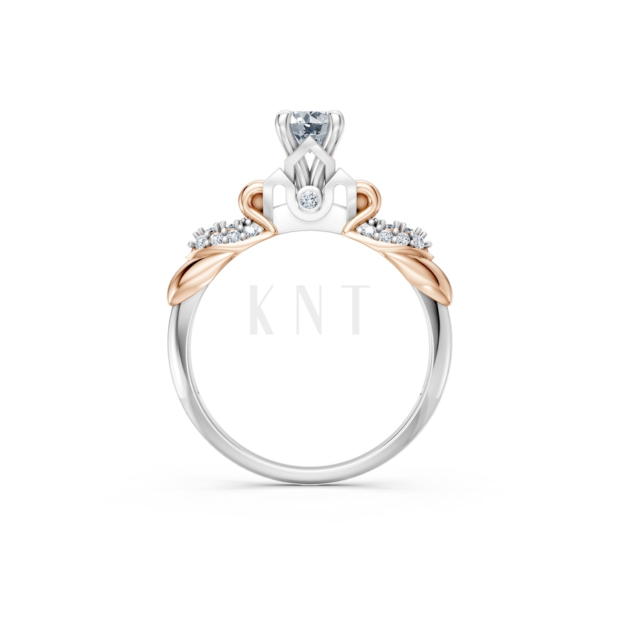 Nhẫn đính hôn R474 phối màu Dual Color vàng đẹp, họa tiết hình học, độc đáo