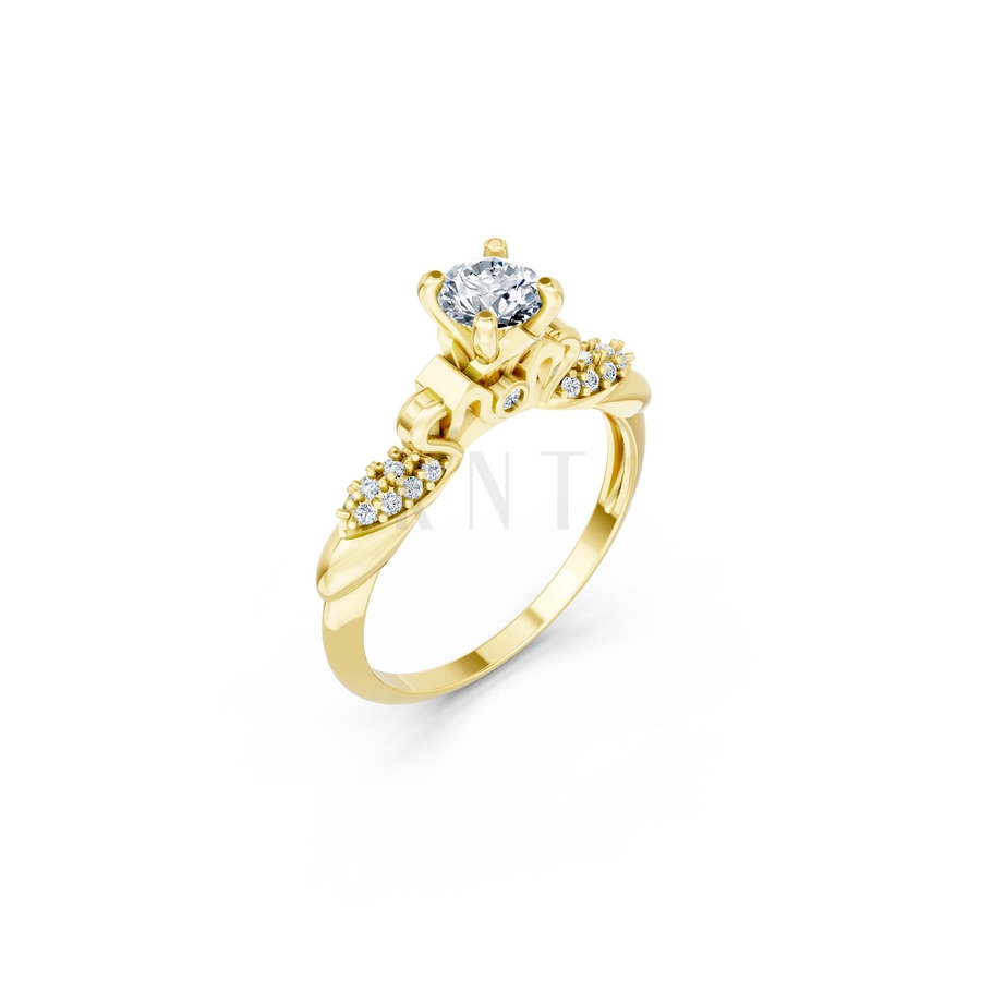 Nhẫn đính hôn R474 màu Vàng Gold thiết kế tinh tế, sang trọng