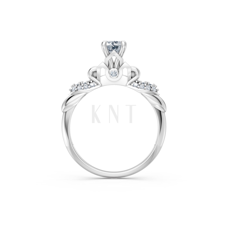 Nhẫn đính hôn R474 màu vàng trắng White Gold vàng sáng, đường nét sắc sảo, tinh tế