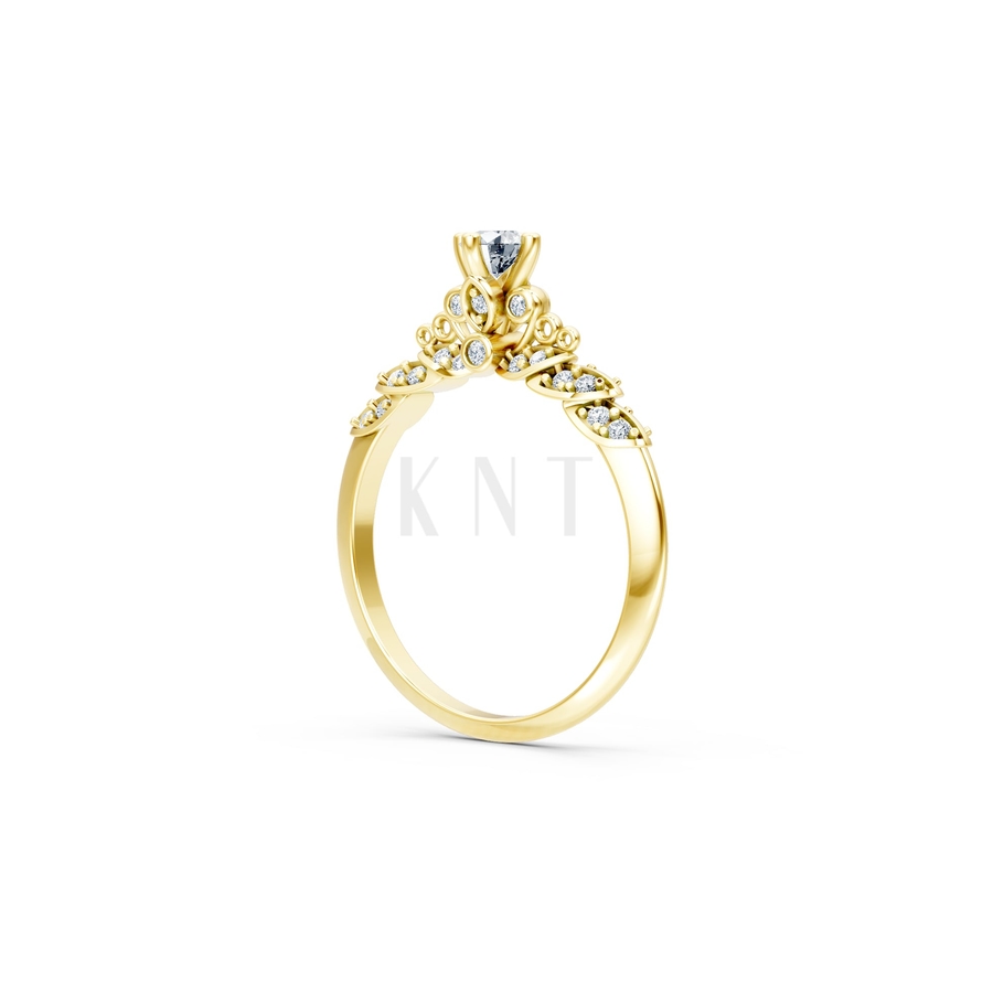 Nhẫn đính hôn R475 màu Vàng Gold thiết kế phá cách, sang trọng