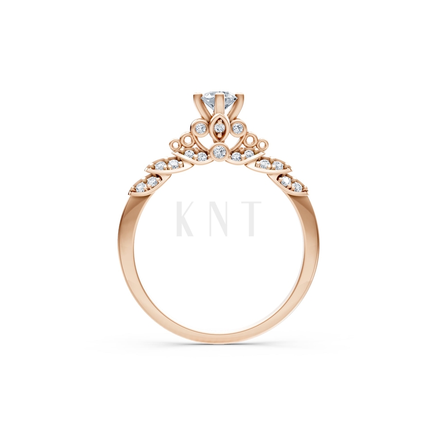 Nhẫn đính hôn R475 màu vàng hồng Rose Gold phong cách trẻ trung, nổi bật