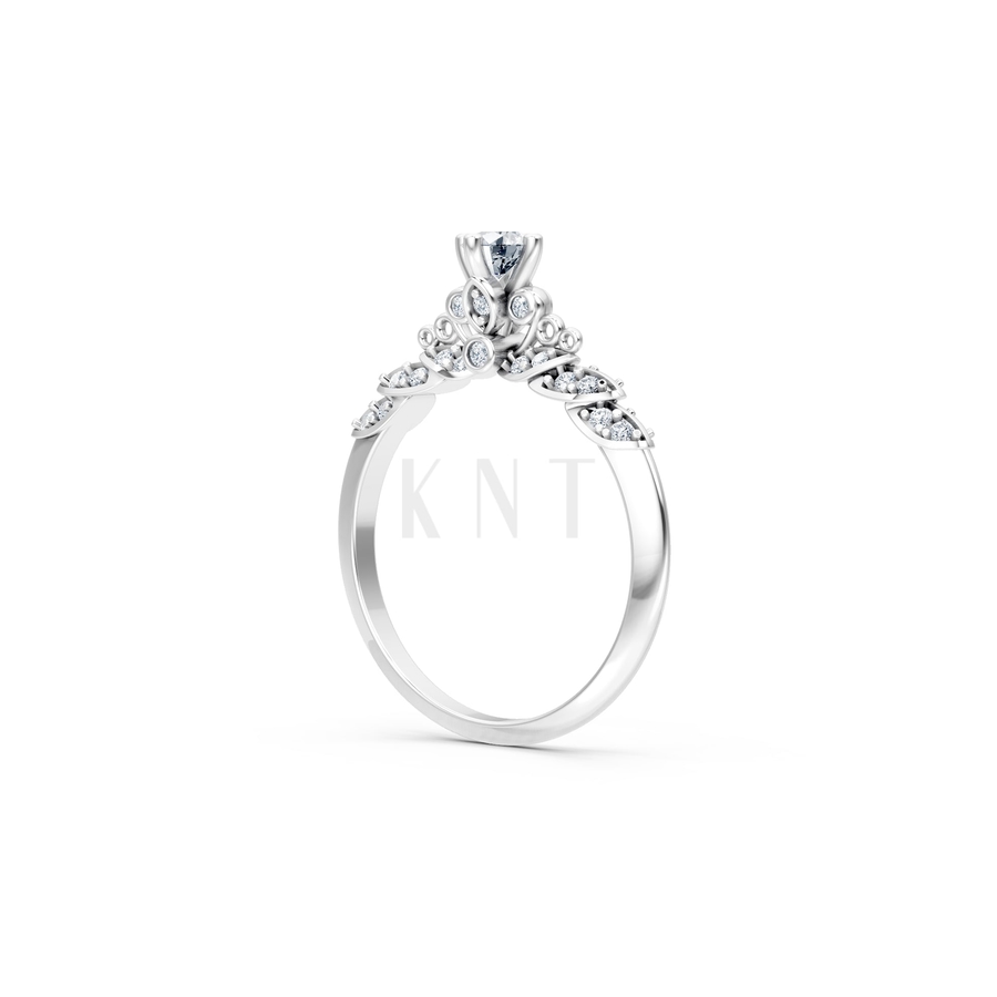 Nhẫn đính hôn R475 màu vàng trắng White Gold vàng sáng, đường nét sắc sảo, tinh tế