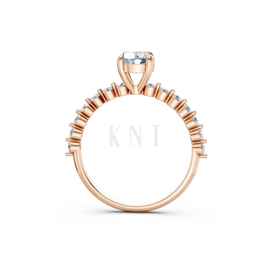 Nhẫn đính hôn R481 màu vàng hồng Rose Gold vàng đẹp, họa tiết hình học, độc đáo