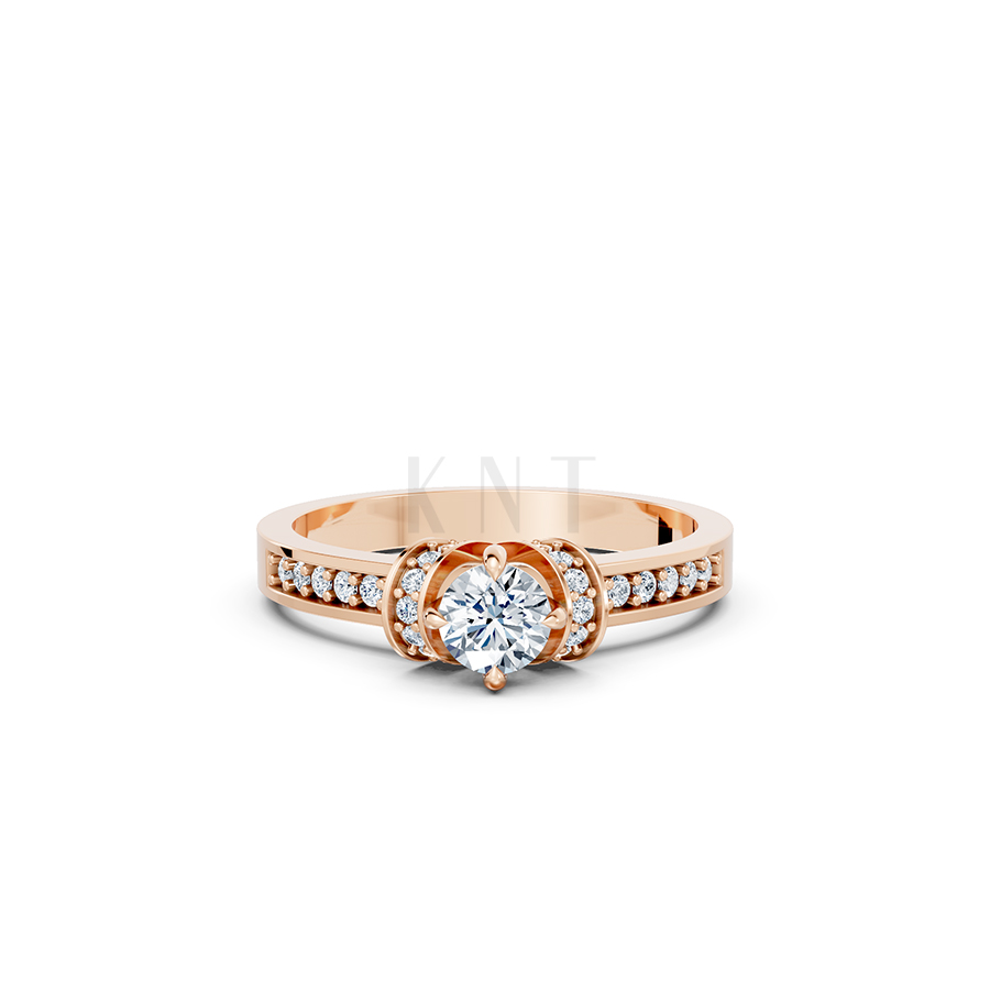 NHẪN ĐÍNH HÔN- R54 màu vàng hồng Rose Gold thiết kế đối xứng, phong cách, ấn tượng