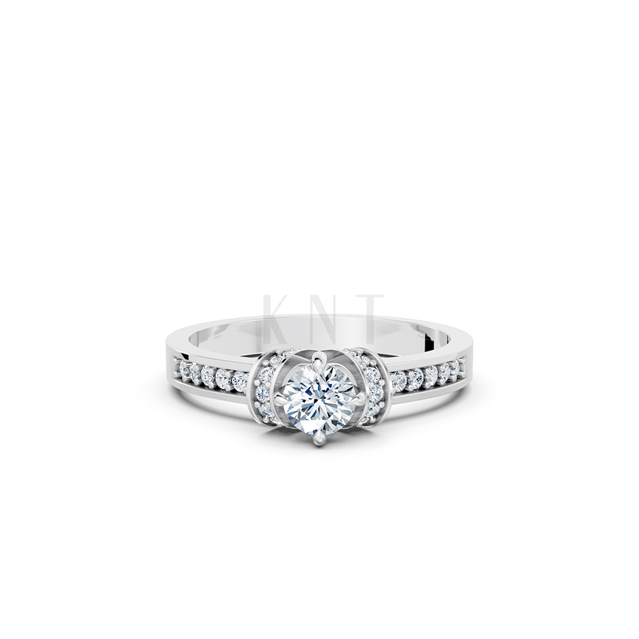 NHẪN ĐÍNH HÔN- R54 màu vàng trắng White Gold vàng sáng bóng, thiết kế trẻ trung