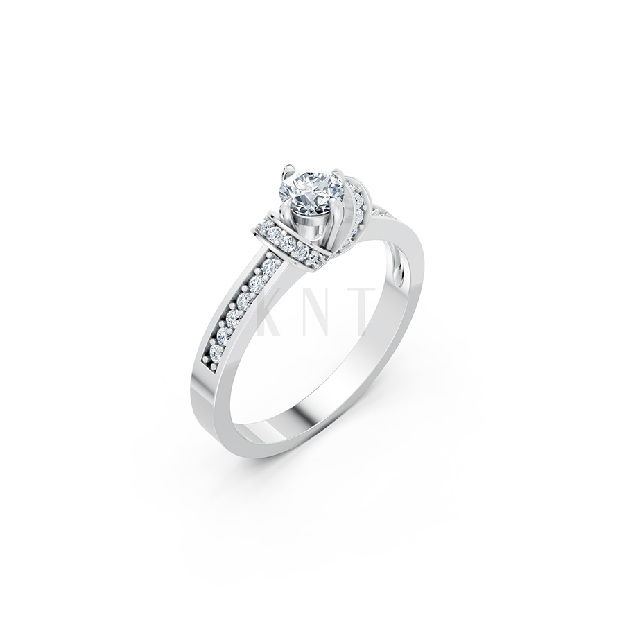 NHẪN ĐÍNH HÔN- R54 màu vàng trắng White Gold kiểu dáng hiện đại, nổi bật