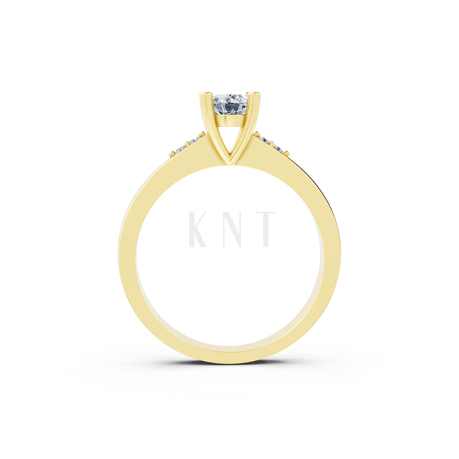 Nhẫn đính hôn R60 thiết kế ổ hột nổi bật, đá tấm thanh lịch màu Vàng Gold mặt nhẫn chạm khắc tinh xảo, độc đáo