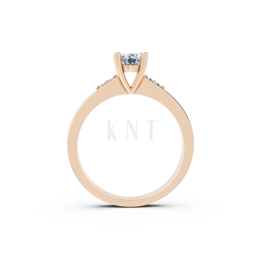 Nhẫn đính hôn R60 thiết kế ổ hột nổi bật, đá tấm thanh lịch màu vàng hồng Rose Gold vàng đẹp, họa tiết hình học, độc đáo
