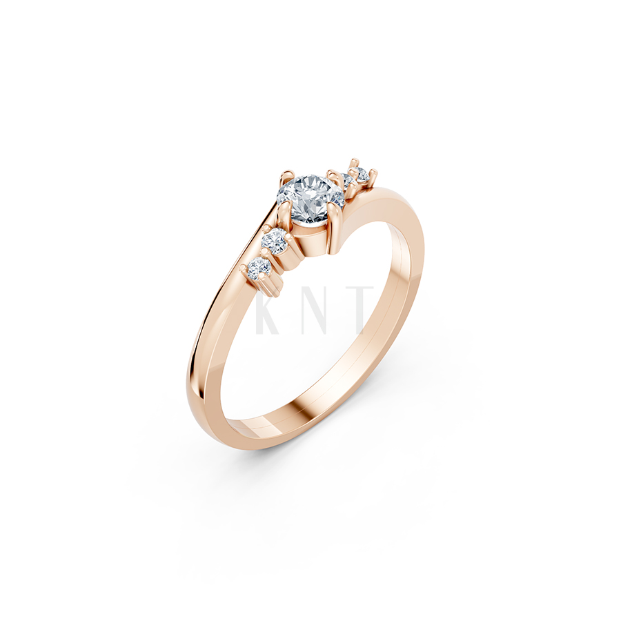 Nhẫn đính hôn R83 màu vàng hồng Rose Gold họa tiết ấn tượng, cá tính