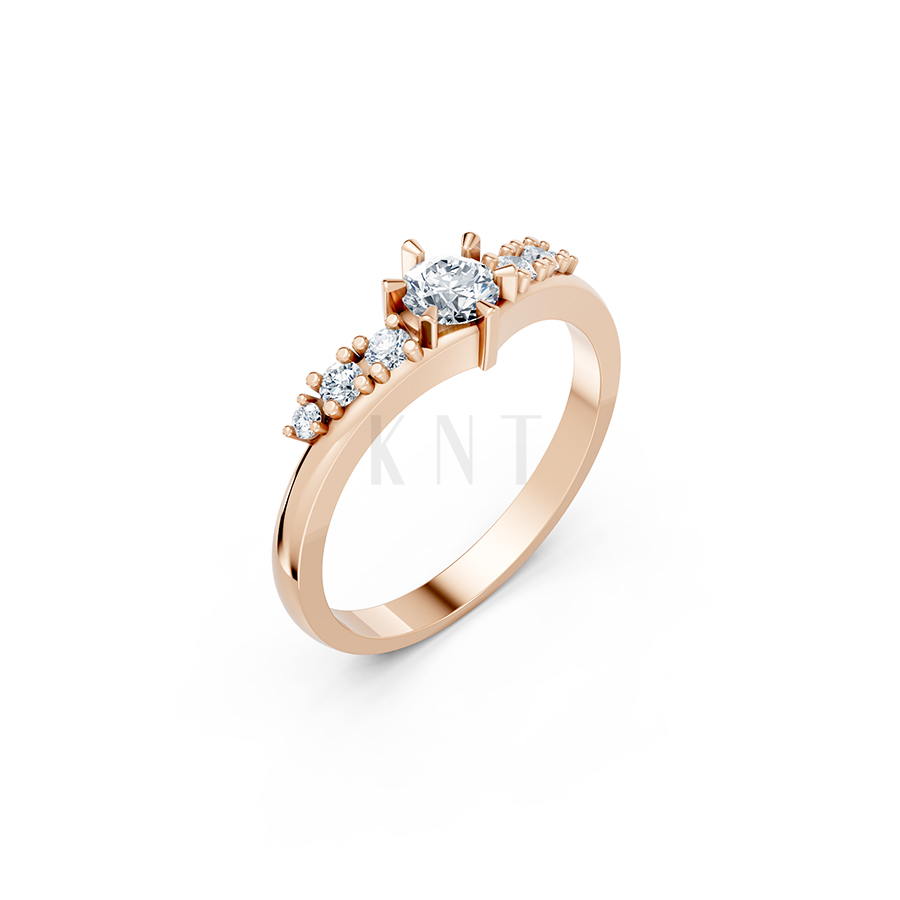 Nhẫn đính hôn R84 màu vàng hồng Rose Gold họa tiết ấn tượng, cá tính