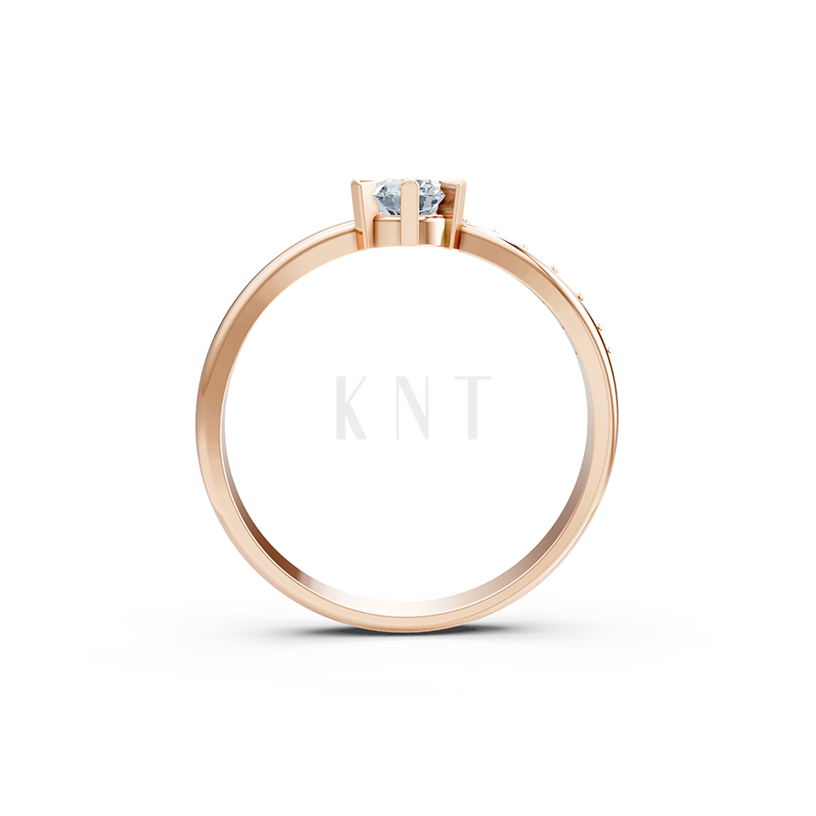 NHẪN ĐÍNH HÔN ĐÁ US – R85 màu vàng hồng Rose Gold vàng đẹp, họa tiết hình học, độc đáo