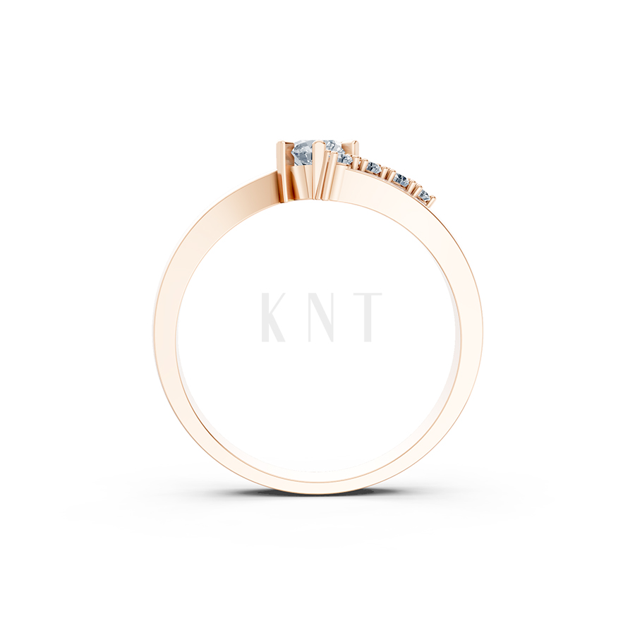 Nhẫn đính hôn R87 màu vàng hồng Rose Gold vàng đẹp, họa tiết hình học, độc đáo