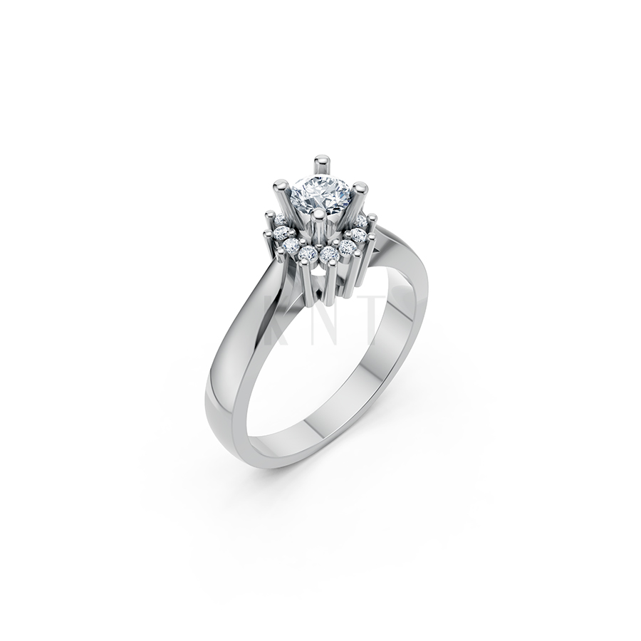 Nhẫn đính hôn R92 màu vàng trắng White Gold kiểu dáng hiện đại, nổi bật