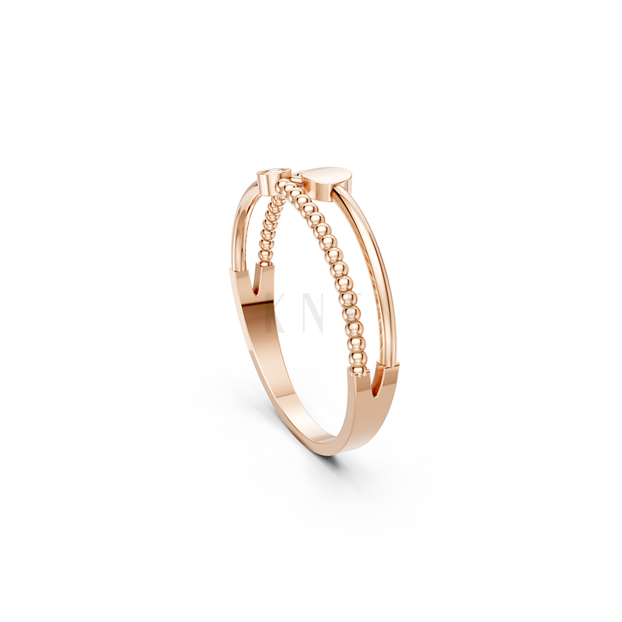 NHẪN NỮ EURO STYLE – RNN46 màu vàng hồng Rose Gold thiết kế đối xứng, phong cách, ấn tượng