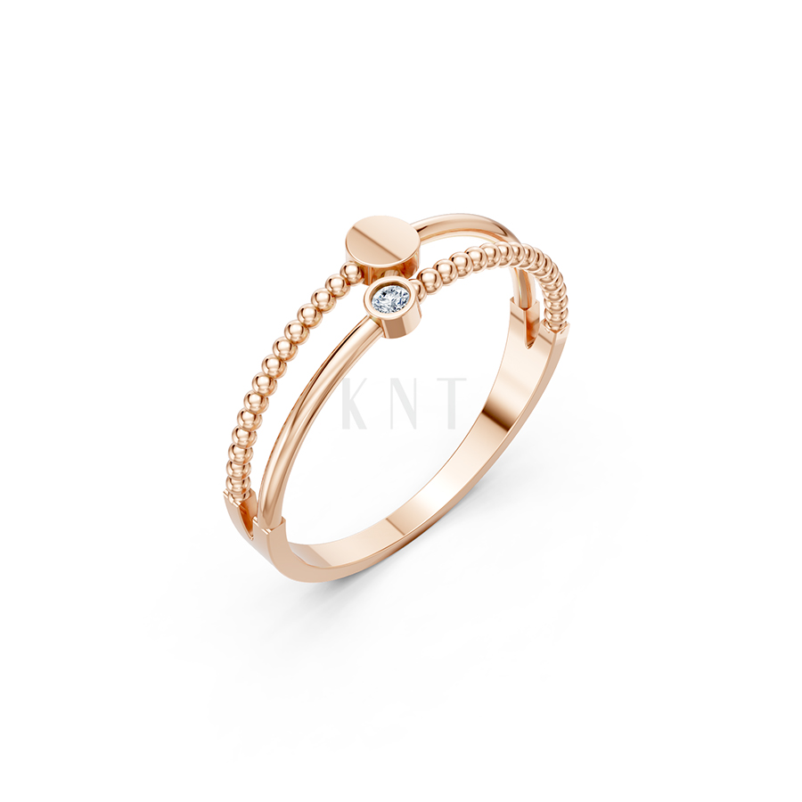 NHẪN NỮ EURO STYLE – RNN46 màu vàng hồng Rose Gold họa tiết ấn tượng, cá tính