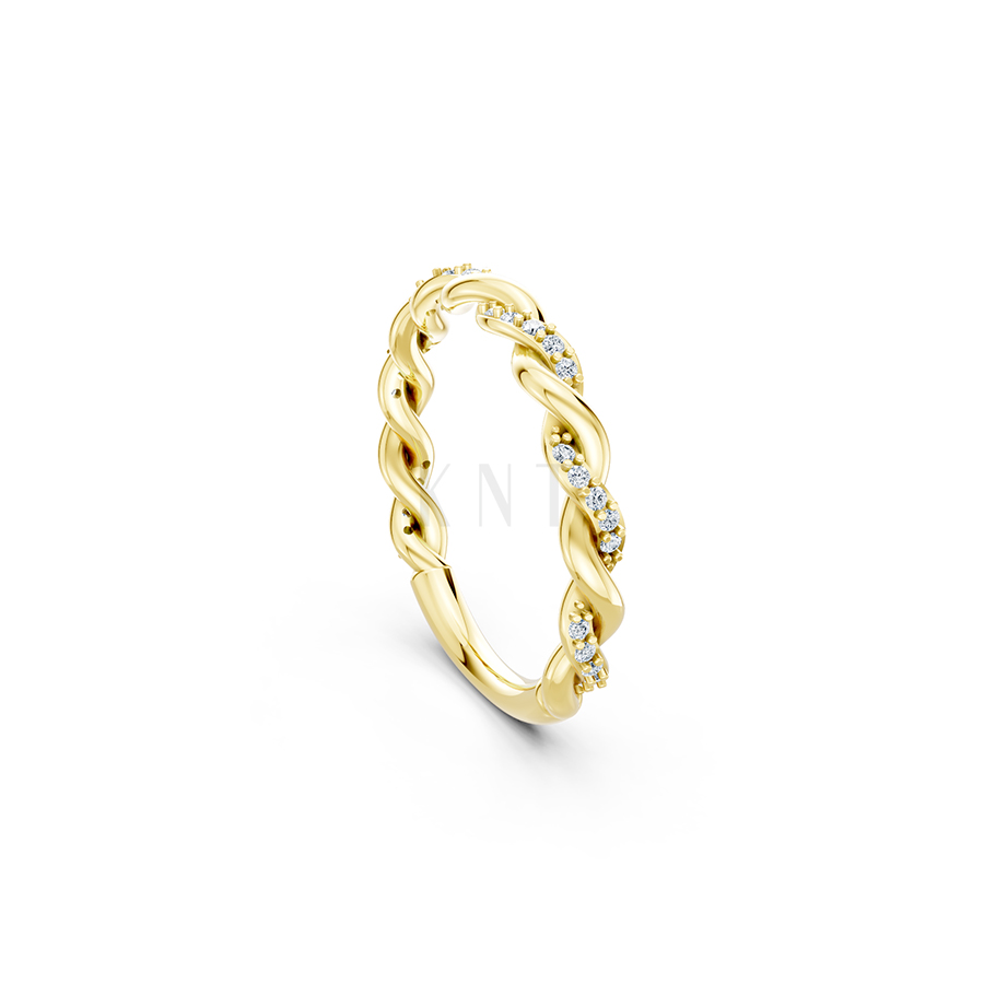 NHẪN NỮ EURO STYLE – RNN72 màu Vàng Gold đính đá trắng, thiết kế phá cách, sang trọng