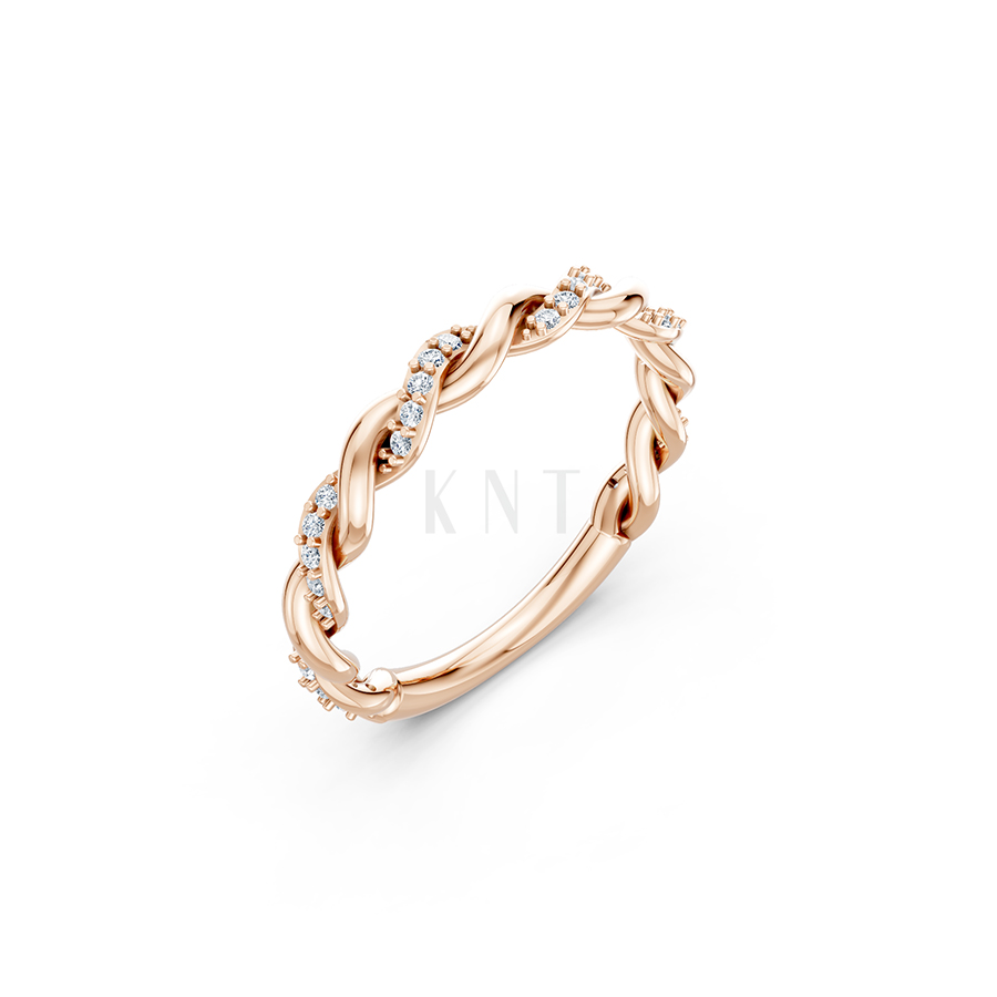 NHẪN NỮ EURO STYLE – RNN72 màu vàng hồng Rose Gold họa tiết ấn tượng, cá tính