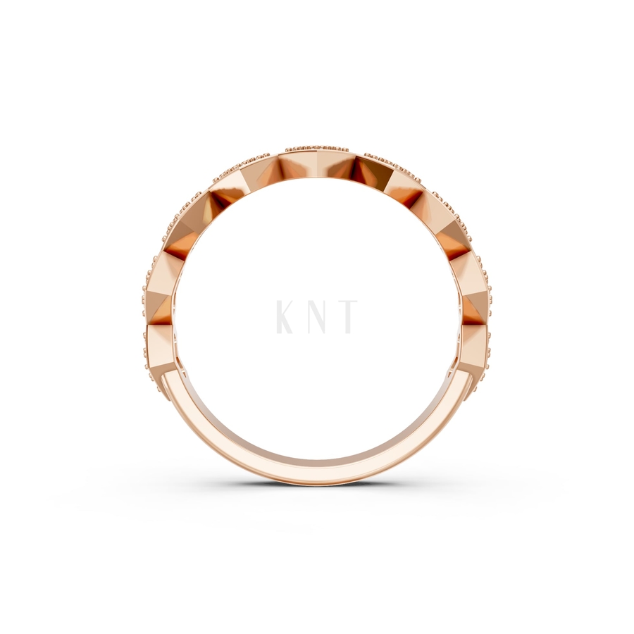 NHẪN NỮ EURO STYLE – RNN76 màu vàng hồng Rose Gold thiết kế đối xứng, phong cách, ấn tượng