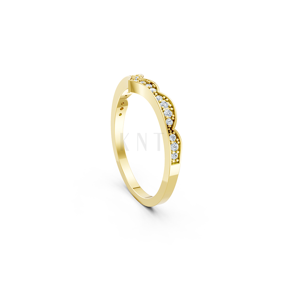 NHẪN NỮ EURO STYLE – RNN77 màu Vàng Gold đính đá trắng, thiết kế phá cách, sang trọng