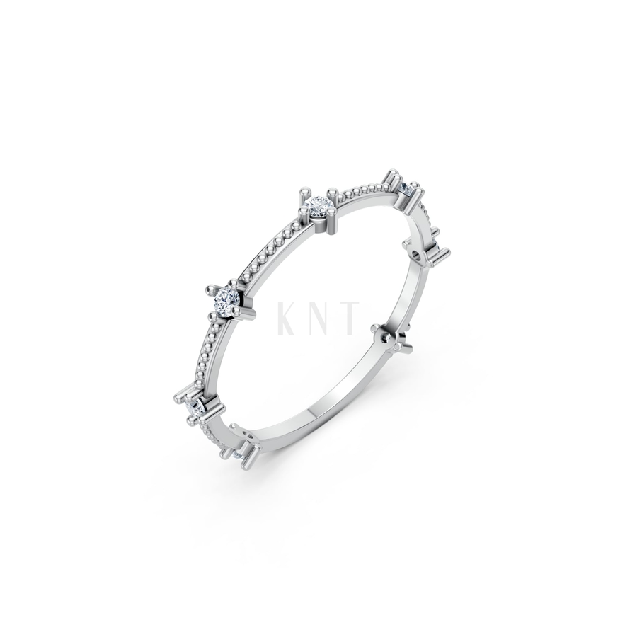 Nhẫn nữ Euro Style RNN9 màu vàng trắng White Gold kiểu dáng hiện đại, nổi bật