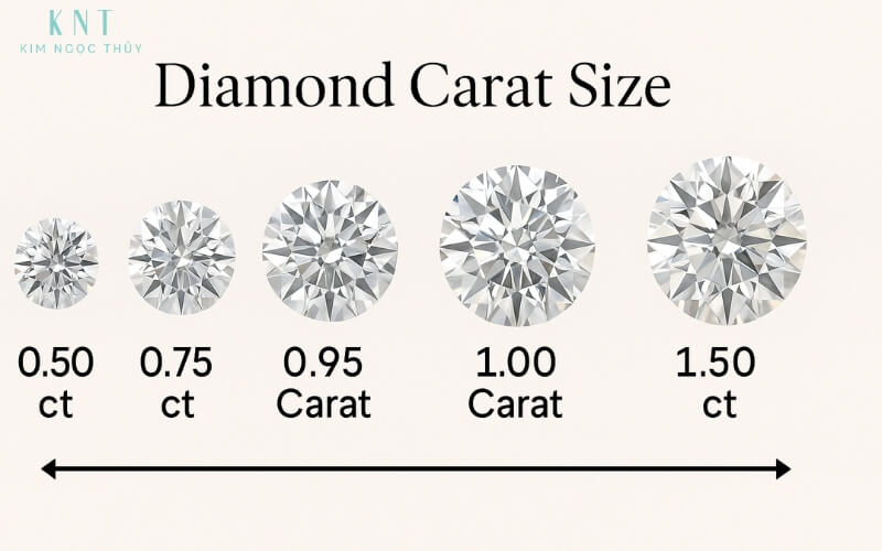 Không có sự khác biệt quá lớn giữa 0.95ct và 1ct