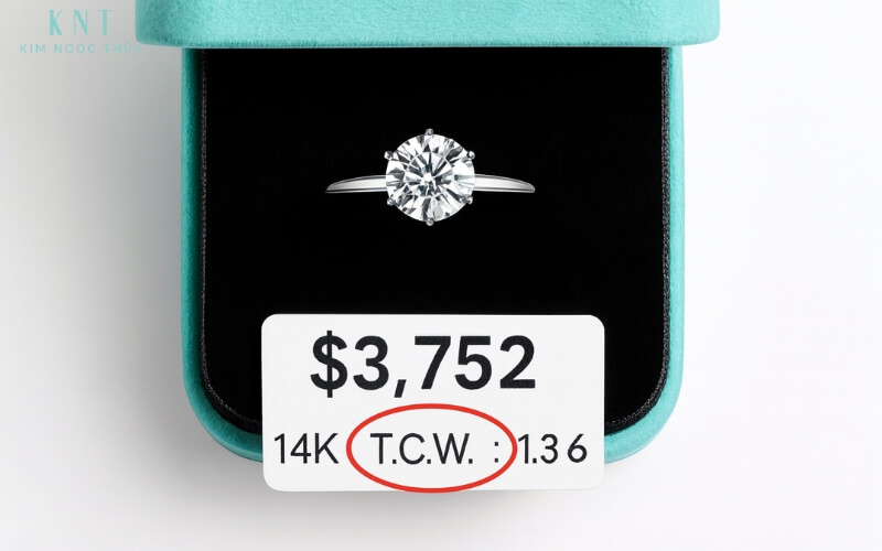 Thông số T.C.W tượng trưng cho tổng trọng lượng carat của chiếc nhẫn