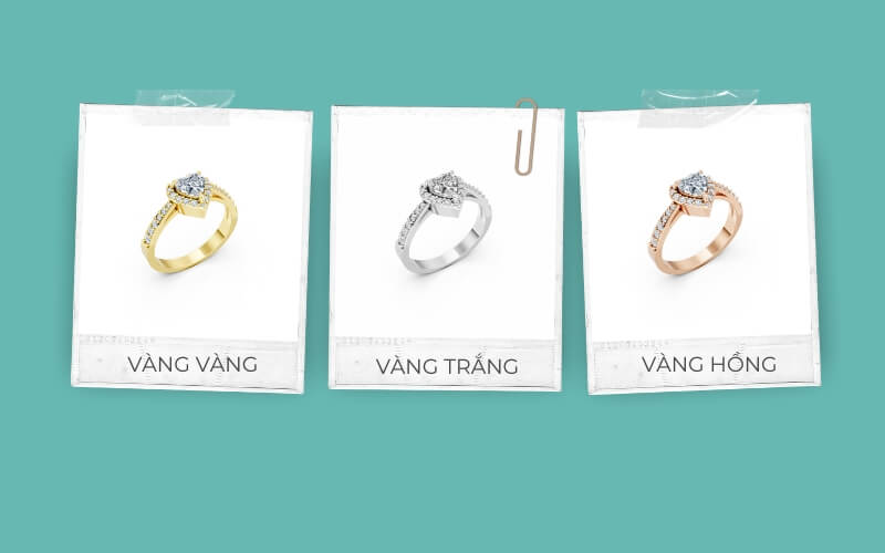 Các chất liệu vàng, vàng trắng, vàng hồng