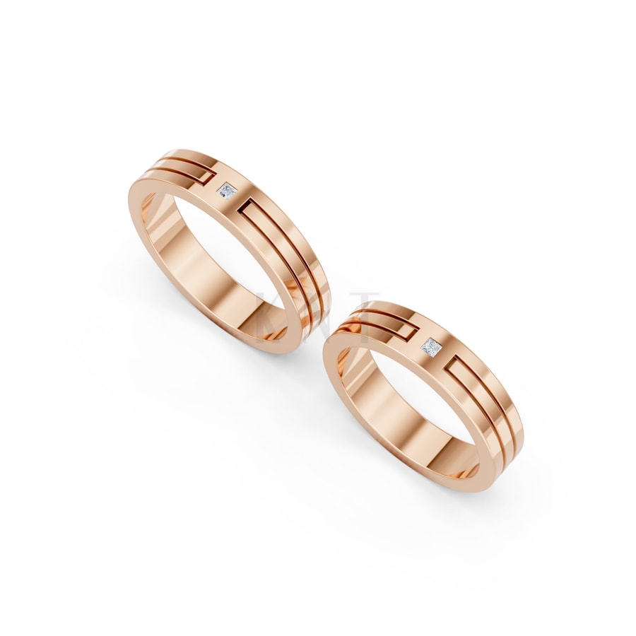 Nhẫn Cưới A100 vàng hồng Rose Gold phong cách trẻ trung, nổi bật
