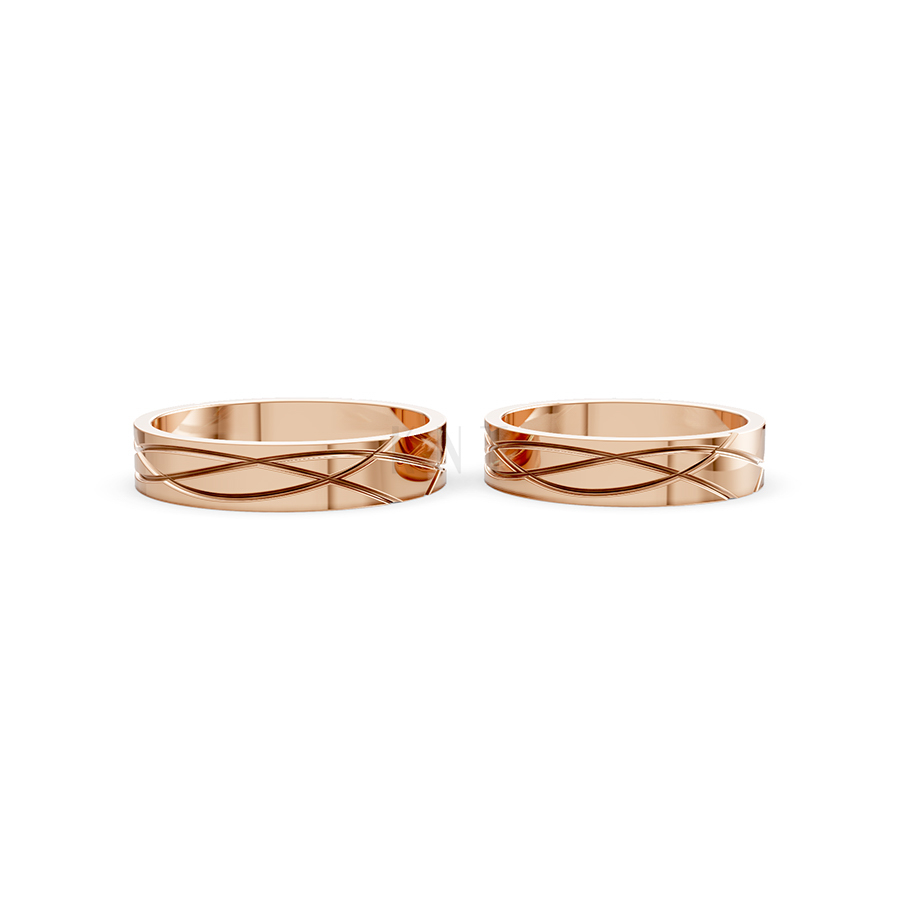 Nhẫn cưới A105 vàng hồng Rose Gold vàng đẹp, kiểu dáng trẻ trung, độc đáo