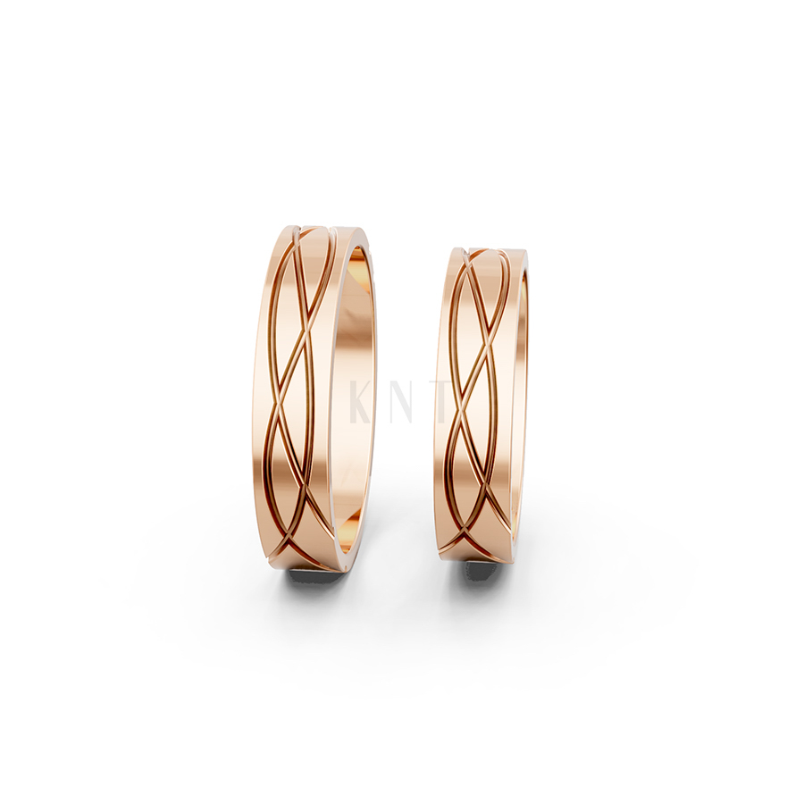Nhẫn cưới A105 vàng hồng Rose Gold thiết kế đối xứng, phong cách, ấn tượng