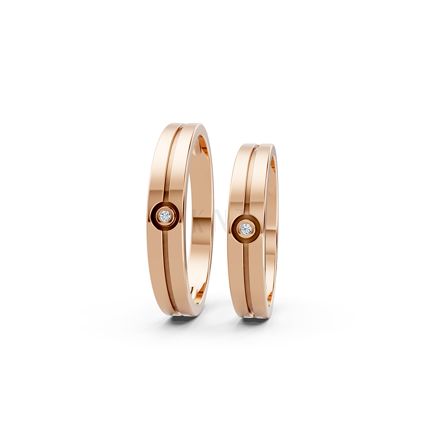 Nhẫn cưới A106 vàng hồng Rose Gold vàng đẹp, kiểu dáng trẻ trung, độc đáo