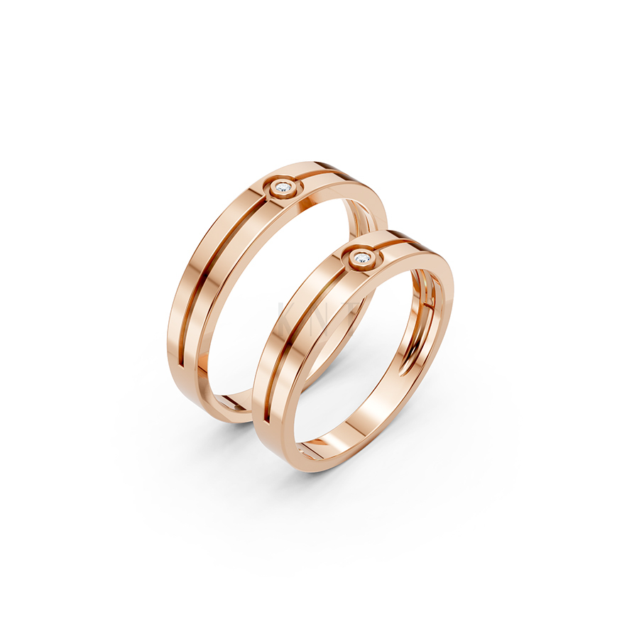 Nhẫn cưới A106 vàng hồng Rose Gold họa tiết ấn tượng, cá tính