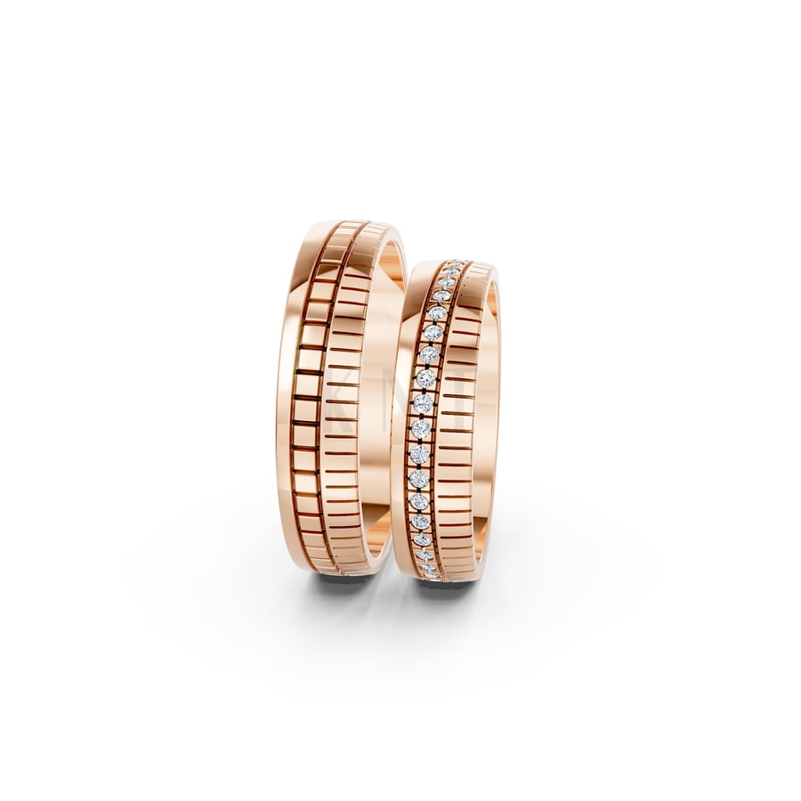 NHẪN CƯỚI A190 vàng hồng Rose Gold phong cách trẻ trung, nổi bật