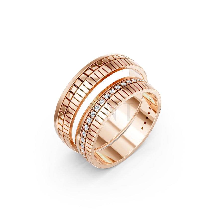 NHẪN CƯỚI A190 vàng hồng Rose Gold họa tiết ấn tượng, cá tính