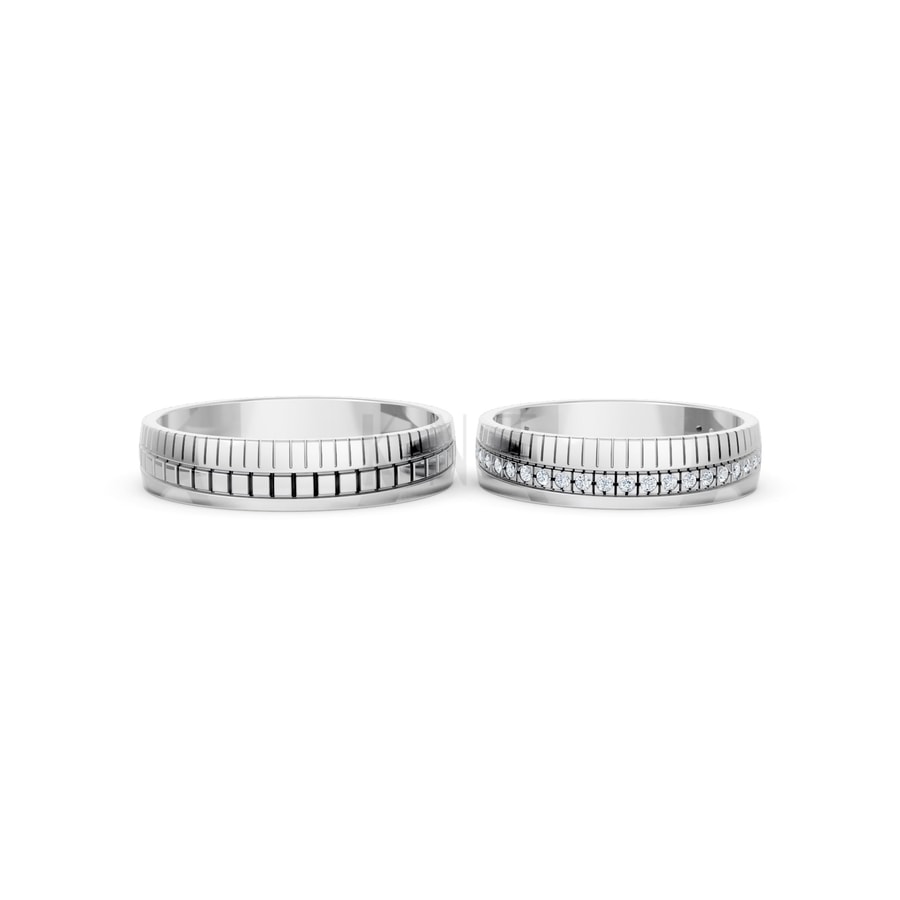 NHẪN CƯỚI A190 vàng trắng White Gold thiết kế trẻ trung, hiện đại