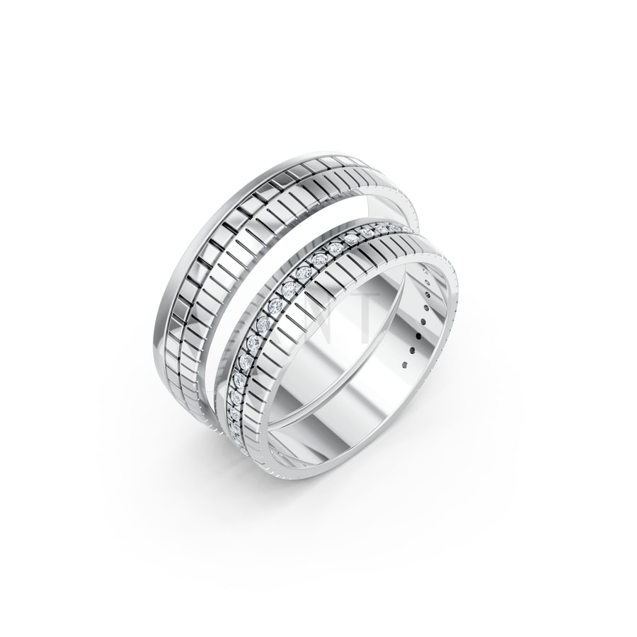 NHẪN CƯỚI A190 vàng trắng White Gold kiểu dáng hiện đại, nổi bật