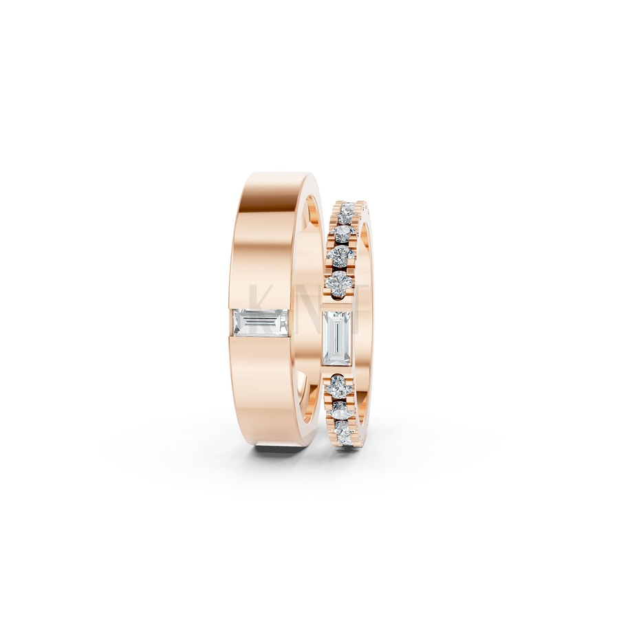 NHẪN CƯỚI A193 vàng hồng Rose Gold thiết kế đối xứng, phong cách, ấn tượng