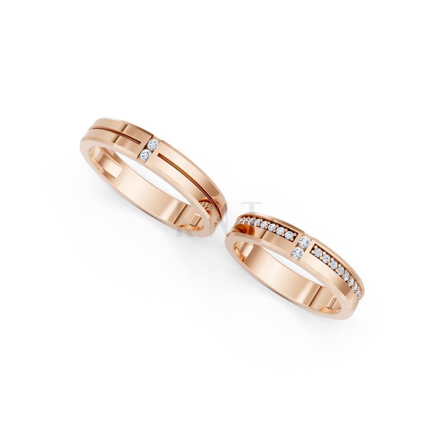 NHẪN CƯỚI A195 vàng hồng Rose Gold vàng đẹp, kiểu dáng trẻ trung, độc đáo
